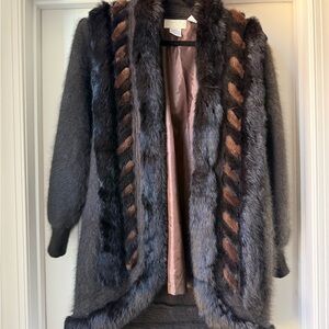 Cache Brown and Black Fur Cardigan